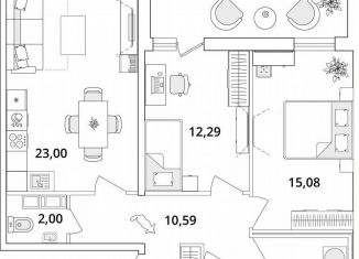 Продается 2-комнатная квартира, 74 м2, Санкт-Петербург, Кубинская улица, 82к3с1, метро Звёздная