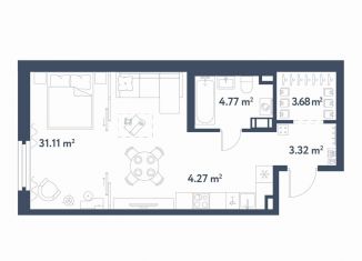 Продается квартира студия, 47.2 м2, Санкт-Петербург, Московский район